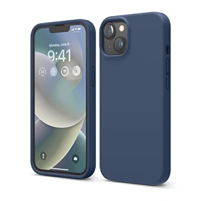 Afbeelding van elago Liquid Silicone Hoesje Compatibel met iPhone 14 Case (6.1&quot;), Premiesilicone, Volledige Lichaamsbescherming 4 Layer Schokbestendige Geval, Antikras Zachte Microfiber Voering (Blauw)
