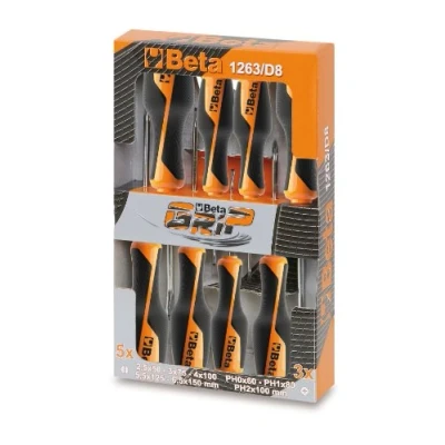 Afbeelding van Beta 1263/D8 Schroevendraaierset Sleuf + Phillips BetaGrip 8 Delig 012630008