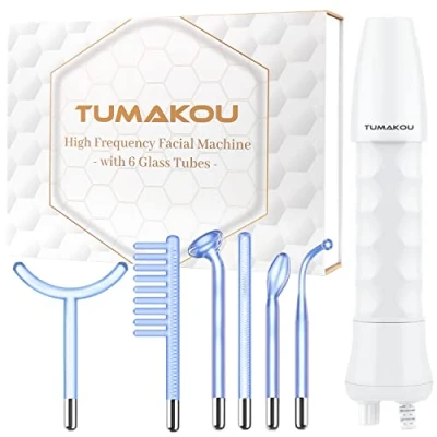 Afbeelding van TUMAKOU Blue 6 in1 Hoge frequentie Gezichtsmachine Professionele Draagbare Hoogfrequente Gezichtswand Lichttherapie Gezichtshuidverstrakkingsmachine voor Acne, Rimpelverwijdering, Haargroei