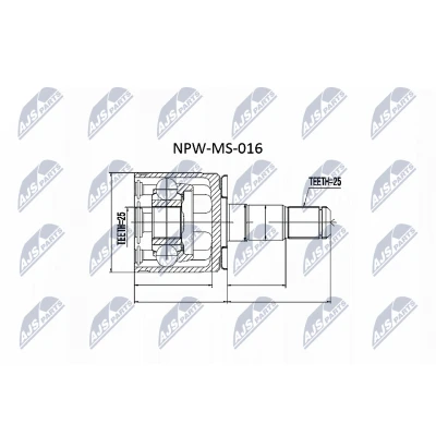 Afbeelding van Homokineet reparatie set, aandrijfas NTY NPW MS 016