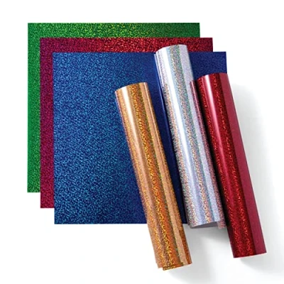 Afbeelding van Cricut 2009646 Holografische Sparkle Iron On Ultimate 6 Heat Transfer Vinyl Vellen (HTV) Voor gebruik met alle Snijmachines 30.5cm x (12 12)Ultiem