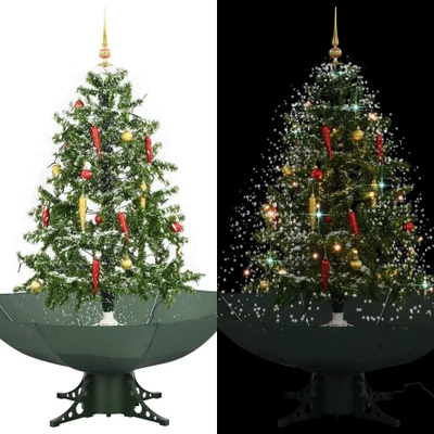 Afbeelding van Kerstboom sneeuwend met paraplubasis 140 cm groen