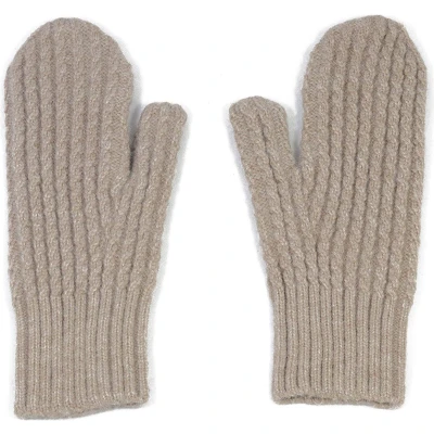 Afbeelding van Basic gebreide wanten zandkleur beige voor dames one size acryl STUDIO Ivana