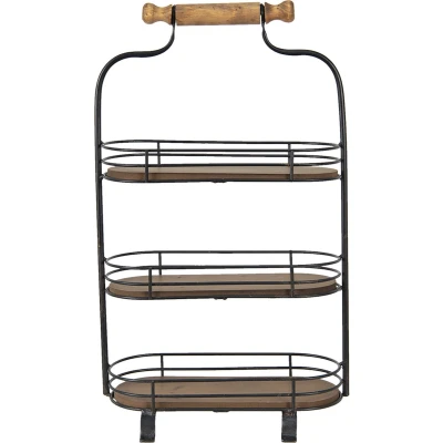 Afbeelding van Clayre &amp; Eef Zwarte Etagère 63*36*20 cm 5Y0962