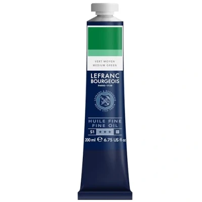 Afbeelding van Lefranc Bourgeois 301834 Fijne olieverf van uitstekende kwaliteit, lichtecht met een gelijkmatige consistentie, tube 200 ml, ideaal voor spieraammen, canvas, schilderbord Middelgroen