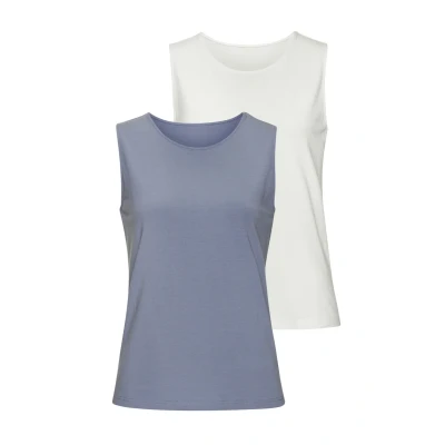 Afbeelding van Lascana 2 PACK Top, Dames, Maat: 36/38, Hellblau creme
