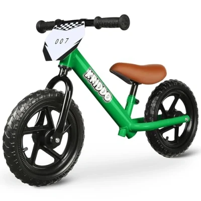 Afbeelding van KRIDDO Loopfiets voor peuters van 2 jaar, leeftijd 18 maanden tot 5 jaar oud, 12 inch push bike met individuele plaat (3 sets stickers inbegrepen), cadeau 3 jongens en meisjes, Groen