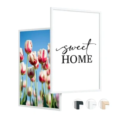 Afbeelding van Edihome, Fotolijst A3 (2 stuks) 29,7 x 42 cm, hout, acrylfolie, voor afstuderen, poster, bruiloft, communie, diploma&#039;s (wit, 2