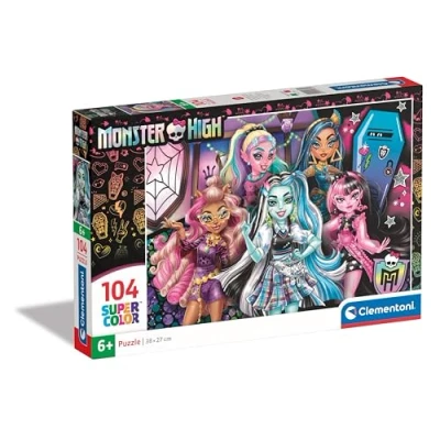 Afbeelding van Clementoni Monster High Supercolor 104 stukjes, kinderen 6 jaar, ontwikkeling observatievaardigheden, logica en handmatigheid, puzzel cartoons, Made in Italy, 25782, meerkleurig