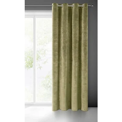 Afbeelding van Eurofirany Villa gordijn fluweel zacht 10 oogjes 1 stuks edel dik 290 g/m2 elegant glad effen pluizig modern klassiek woonkamer slaapkamer lounge, olijfgroen, 140 x 250 cm