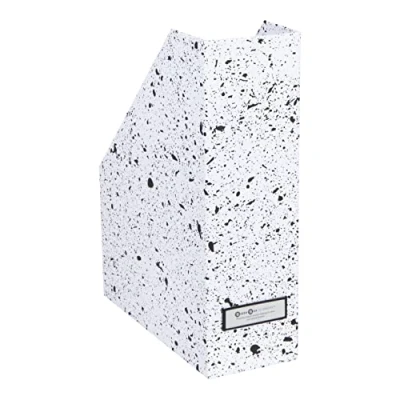 Afbeelding van Bigso Box of Sweden VIKTORIA tijdschriftenverzamelaar met etiket, van vezelplaat en papier, staande map voor documenten, documenten tijdschriften, zwart gespikkeld