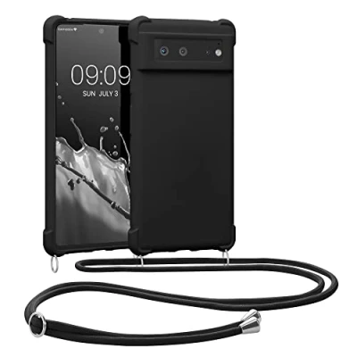 Afbeelding van kwmobile telefoonhoesje compatibel met Google Pixel 6 hoesje Case koord In zwart