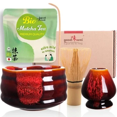 Afbeelding van Goodwei Theeceremonieset met hoogwaardige Matcha schaal en echte biologische uit Japan (Akai)