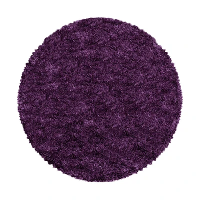 Afbeelding van Rond hoogpolig vloerkleed Fuzzy Paars Ø 80cm Adana Carpets
