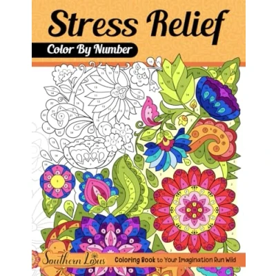 Afbeelding van Color By Number Stress Relief: Coloring Book of Relaxing Drawings and Mindful Patterns with Detailed Palette, Large Print Pages For Adults Women Seniors to Relieve Anxiety