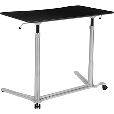 Afbeelding van Flash Furniture Sit Down, ergonomisch, computertafel, staand bureau, metaal, zwart, 37,375&quot; B x 20,5&quot; D 29&quot; 40,75&quot; H