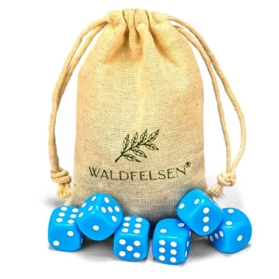 Afbeelding van Waldfelsen 6, 12, 20, 30 of 50 hoogwaardige dobbelstenen, standaardformaat, 16 mm, acryldobbelstenen, speeldobbelstenen, 6 zijdig, zeszijdig speelaccessoireset met stoffen zak