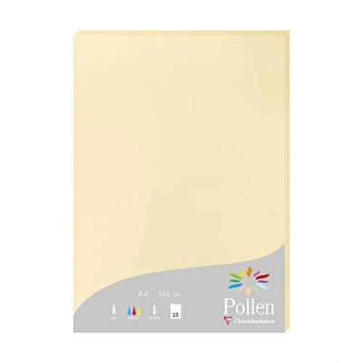 Afbeelding van Clairefontaine 24206C, doos van 25 vellen, A4 formaat (21 x 297 cm), 210 g/m², kleur: chamois, uitnodigingspapier, evenementen en correspondentie, Pollen serie, premium glad papier