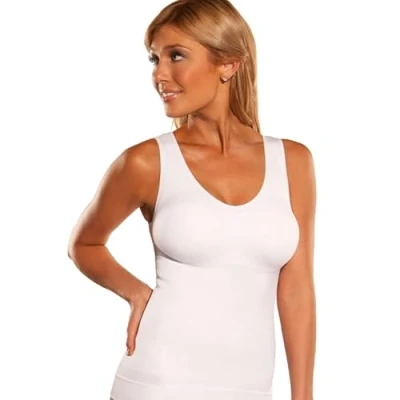 Afbeelding van Sodacoda Figuurvormend buik weg onderhemd voor dames, compressie, bodyshaper met gevoerde beha, wit, L