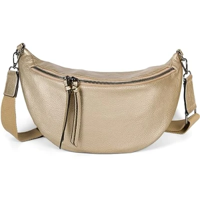 Afbeelding van styleBREAKER Dames halve maan crossbody schoudertas, afneembare verstelbare schouderriem, effen handtas 02012386, goud, Eén Maat