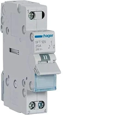 Afbeelding van Hager modulaire omschakelaar 1 polig 25 a no nc i 0 ii common point boven sft125