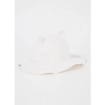 Afbeelding van Liewood JongensMeisjes Amelia Seersucker bucket hoed met streepprint in de kleur Beige, maat: 6 9 maanden