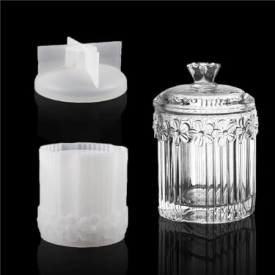 Afbeelding van JS MOLD Epoxyhars vormen sieradendoos hars vorm met deksel, kristallen epoxyvormen, opbergdoos gietvorm epoxy mal voor sieraden doos handwerk DIY