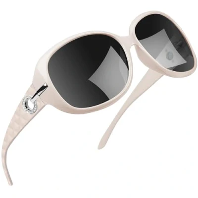 Afbeelding van Joopin Grote Zonnebril Vrouwen Gepolariseerde Vintage Mode Oversized Zonnebrillen Dames UV bescherming (Beige Frame/Zwart Lens)