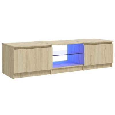 Afbeelding van Tv meubel met LED verlichting 140x40x35,5 cm sonoma eikenkleur