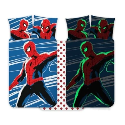 Afbeelding van Glow in the Dark Spiderman dekbedovertrek Ledikant 100x135 cm 100% Katoen