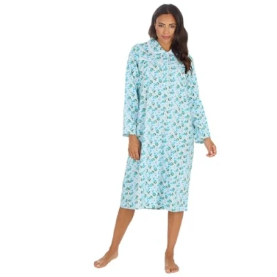Afbeelding van Undercover Dames 100% geborsteld katoen flanel lange mouw nachthemd nachthemd, Blauw, 40 42