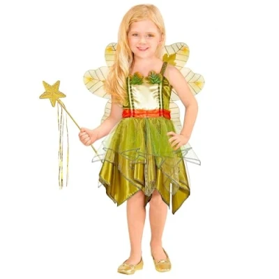 Afbeelding van Widmann Elfen Feeen &amp; Fantasy Kostuum Betoverende Alles Is Groen Bosfee Meisje Maat 140 Carnavalskleding Verkleedkleding