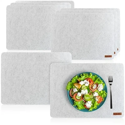 Afbeelding van COM FOUR® 8x afwasbare placemats van vilt hittebestendige placemat voor 8 personen extra dikke, antislip (Placemat grijs stuks)