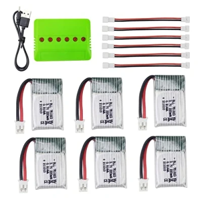 Afbeelding van ZYGY 6 stuks 3,7 V 220 mAh Lipo batterij &amp; in 1 balans oplader voor E010 E010C E011 E011C E013 GoolRC T36 Ninhui NH010 F36 H36 HS210 SANROCK GD65A ATOYX AT 66 Quad poort drone