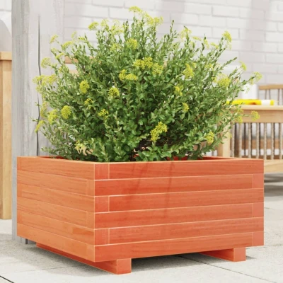 Afbeelding van Plantenbak 50x50x26,5 cm massief grenenhout wasbruin