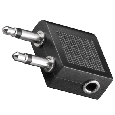 Afbeelding van Goobay adapter voor vliegtuig / reiskoptelefoon AUX jackplug 3,5 mm bus 2x (2 poli