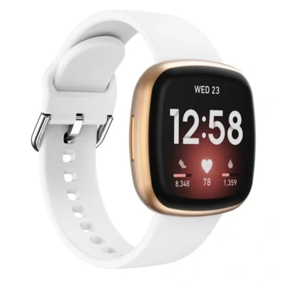 Afbeelding van Fitbit Versa 3 &amp; 4 / Sense 1 2 Siliconen bandje Wit