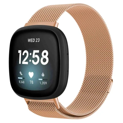 Afbeelding van Milanees magnetisch bandje voor de Fitbit Versa 4 / 3 Maat S Rosé Goud iMoshion
