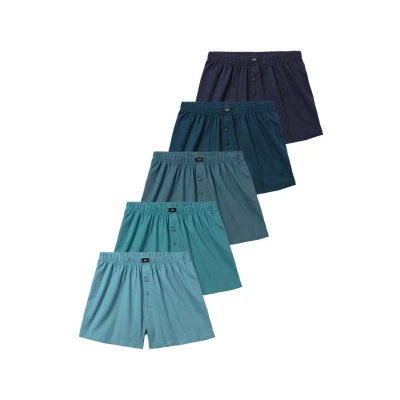 Afbeelding van H.I.S Weite 5 STÜCK Boxershorts, Heren, Maat: 4XL, Hellblau, hellpetrol, petrol, dunkelpetrol, navy