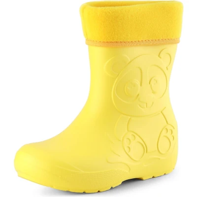 Afbeelding van Ladeheid Kinder Regenlaarzen Thermo Rubberlaarzen Vederlicht EVA LA CA PandaWinter Geel 28/29