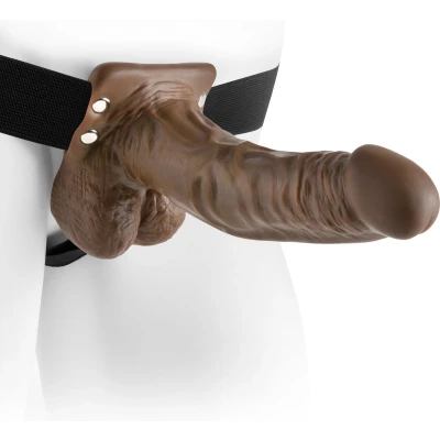 Afbeelding van Pipedream 7 inch Hollow Strap On Balls Bruine Beige