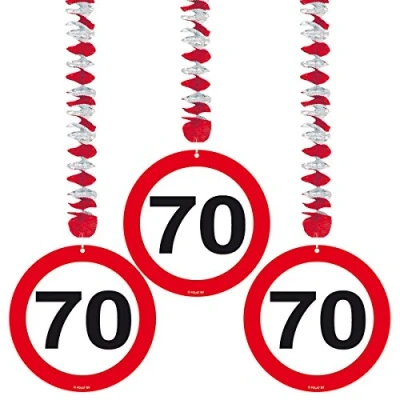Afbeelding van Decoratie spiraal Verkeersbord 70 jaar