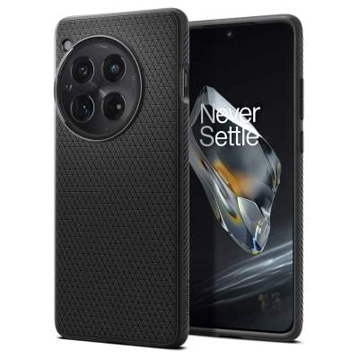 Afbeelding van OnePlus 12 Hoesje Siliconen en TPU (zacht) Spigen Backcover/Softcase Zwart Telefoonhoesje Shockproof/Valbescherming