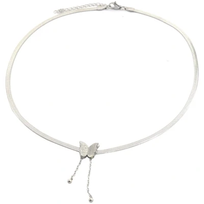 Afbeelding van Ketting met Vlinder RVS Lengte 40 45 cm Zilverkleurig