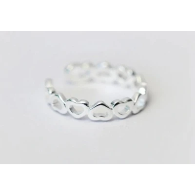 Afbeelding van ring dames zilveren 925 zilver plated hartjes met one size verstelbare cadeau voor vrouw vriendschapsring liefdescadeau haar valentijn valentijnscadeautje