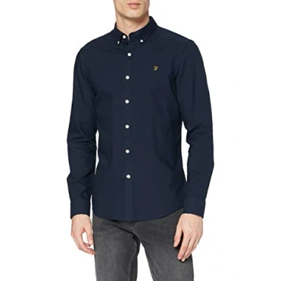Afbeelding van Farah Brewer Overhemd, Heren, Maat: Medium, Navy