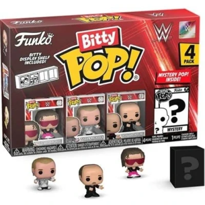 Afbeelding van Funko Bitty Pop! WWE Bret “Hit Man Hart, Shawn Michaels, “Mean Gene Okerlund &amp; Mystery Series 01