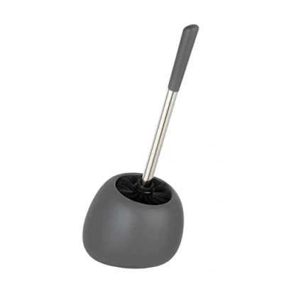 Afbeelding van WENKO Polaris toiletset, toiletborstelhouder van fijn keramiek, voor badkamer en gastentoilet, inclusief toiletborstel met verwisselbare borstelkop Ø 8 cm, 17 x 34,5 14,5 mat grijs