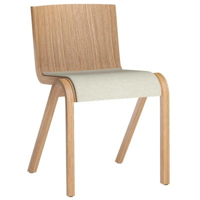 Afbeelding van Audo Copenhagen Ready eetkamerstoel naturel eiken, zitting Hallingdal