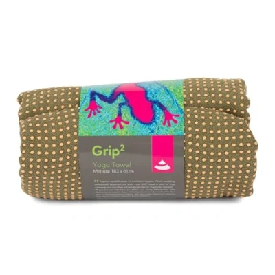 Afbeelding van Bodhi GRIP2 yogahanddoek met antislipnoppen microvezel antislip trainingshanddoek ideaal voor hot yoga yogamatoplegger antibacterieel lodengroen